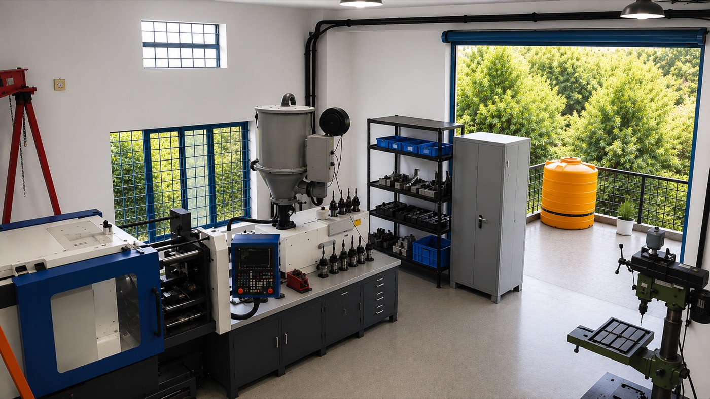 Injection moulding machine and tooling on the MM Industries shop floor